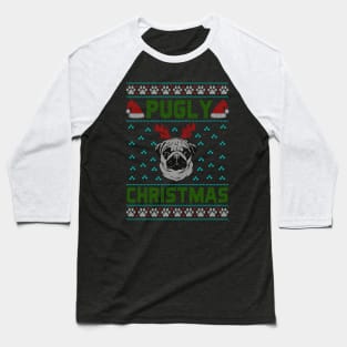 Funny Pug - Pugly Christmas Baseball T-Shirt